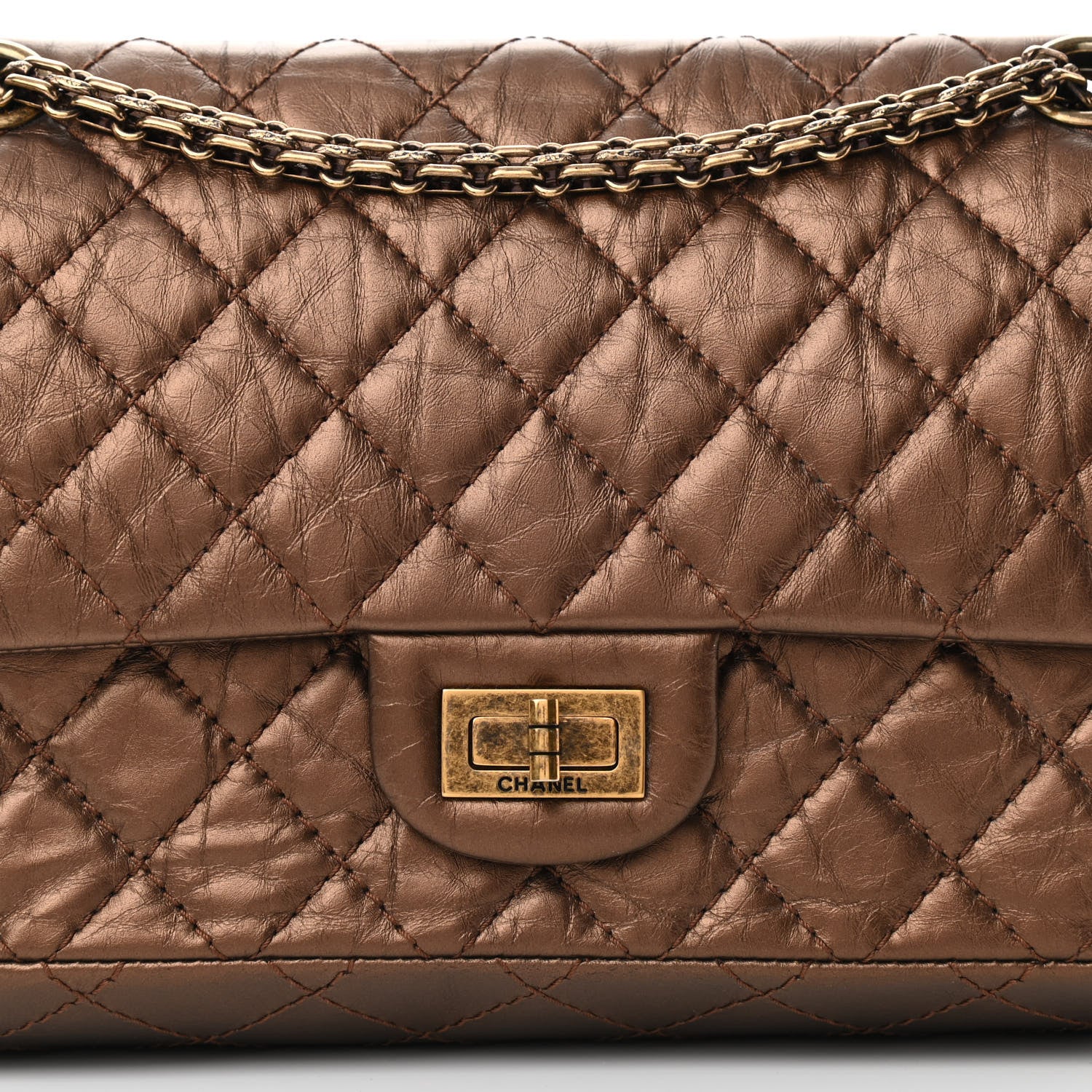 Chanel Metallic Aged Calfskin Quilted 2.55 Reissue 225 Flap Bronze 7 of 14