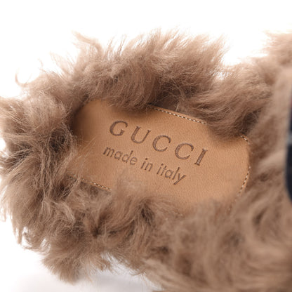 Gucci Canvas GG Monogram Diamond Fur Web GG Mens Princetown Slippers 9 Midnight Blue Hibiscus Red 6 of 8