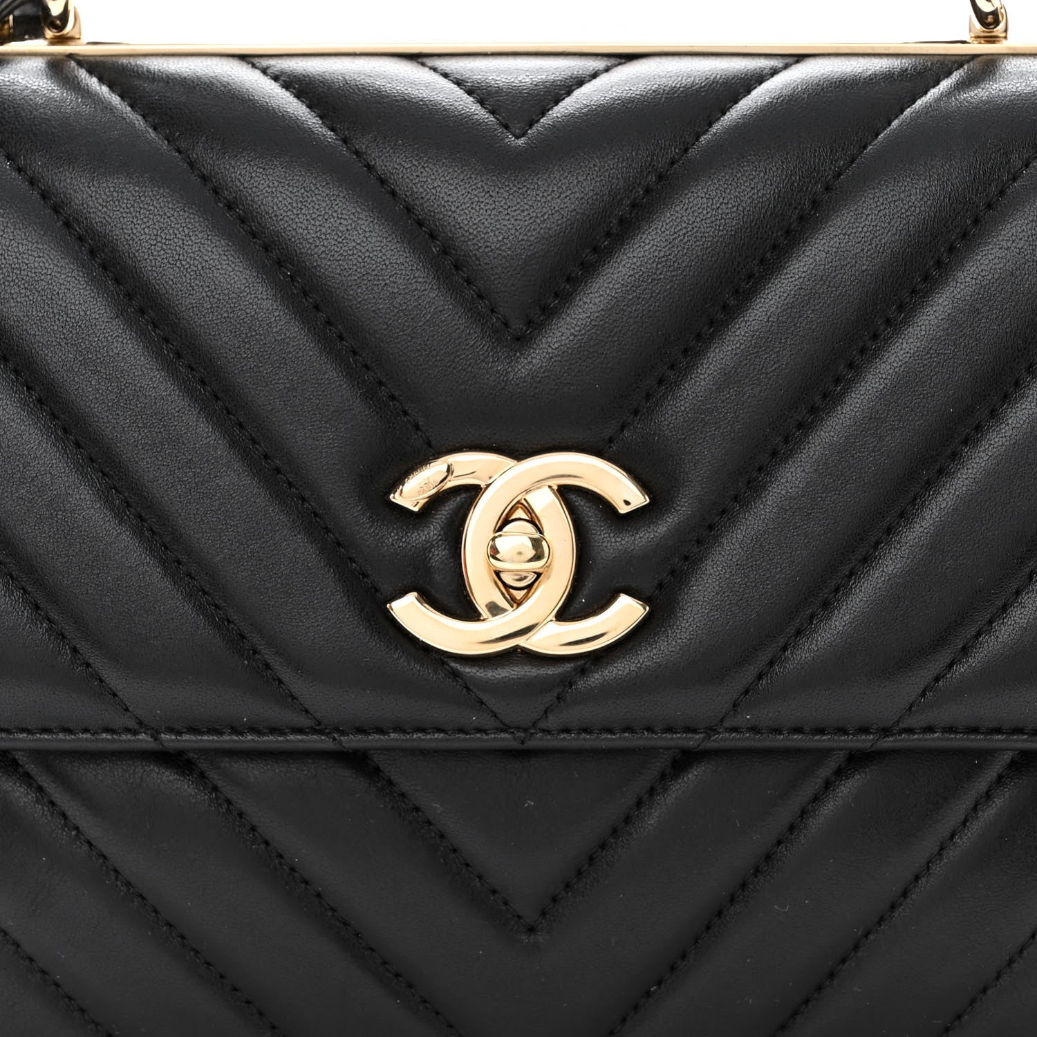 Chanel Lambskin Chevron Quilted Small Trendy CC Dual Handle Flap Bag Black 8 of 12