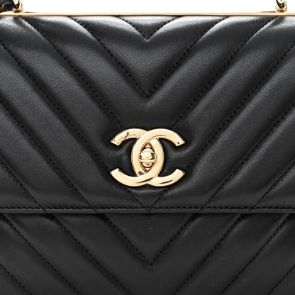 Chanel Lambskin Chevron Quilted Small Trendy CC Dual Handle Flap Bag Black 8 of 12