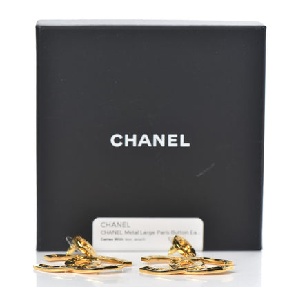 Chanel Metal Large Paris Button Earrings Gold 4 of 4