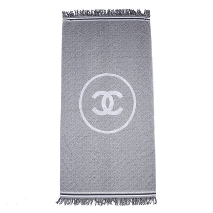 Chanel Terry Cotton CC Beach Towel Grey Black 1 of 3