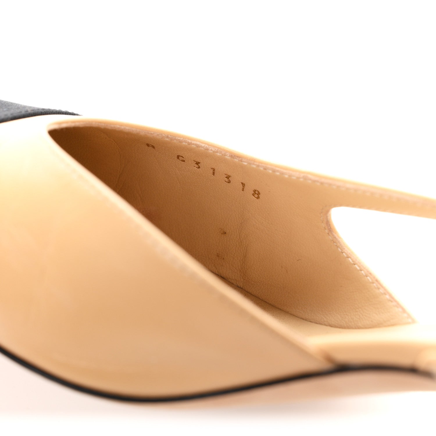 Chanel Goatskin Grosgrain Cap Toe CC Slingback Pumps 40 Beige Black 9 of 10
