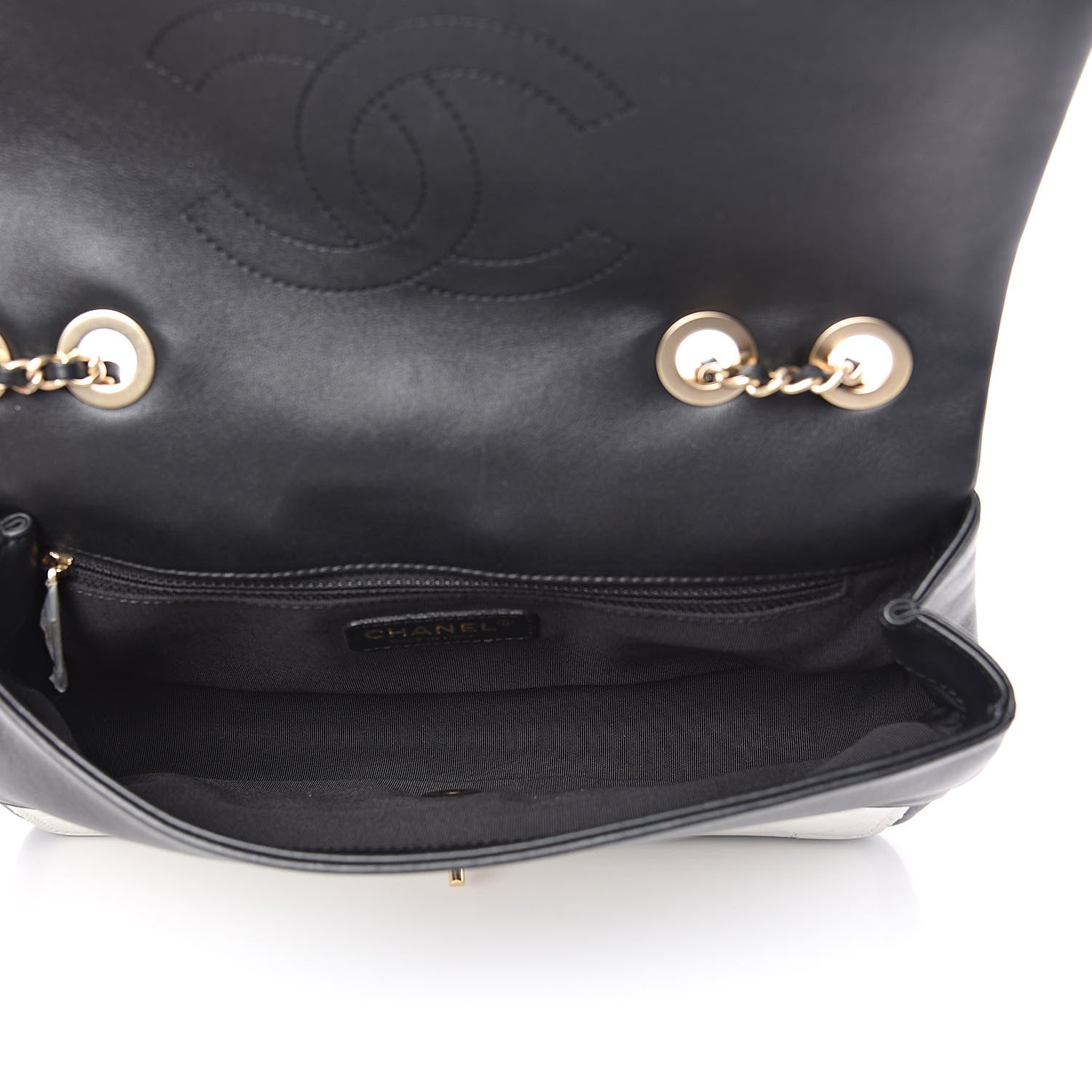 Chanel Lambskin Quilted Graphic Medium Flap White Black 5 of 14