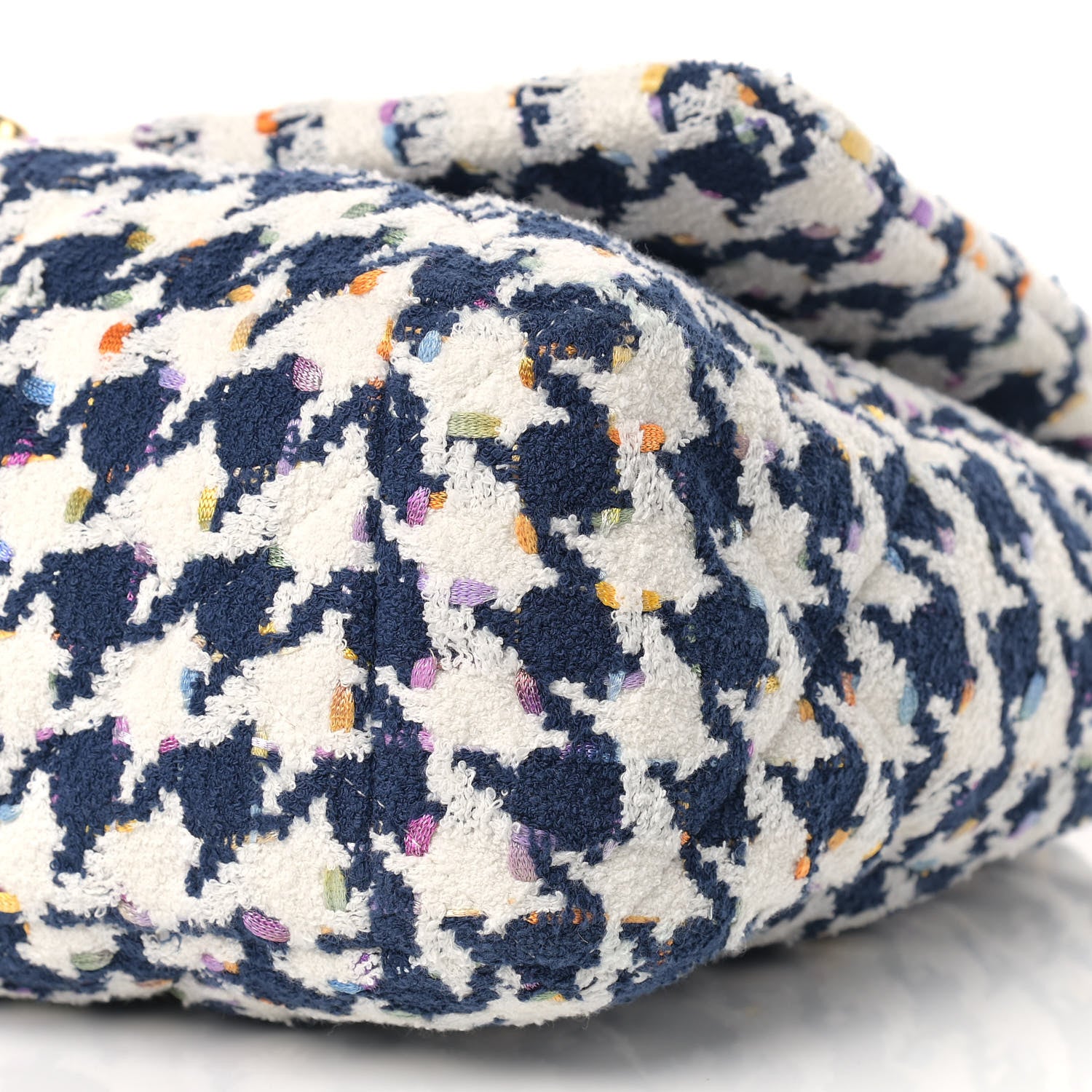 Chanel Tweed Quilted Maxi Chanel 19 Flap Ecru Navy Blue Multicolor 9 of 9