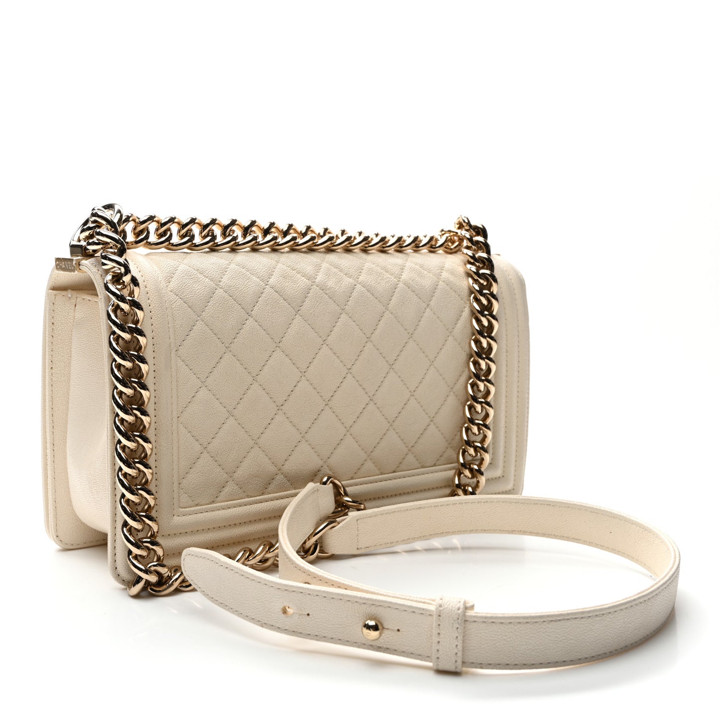 Caviar Quilted Medium Boy Flap White