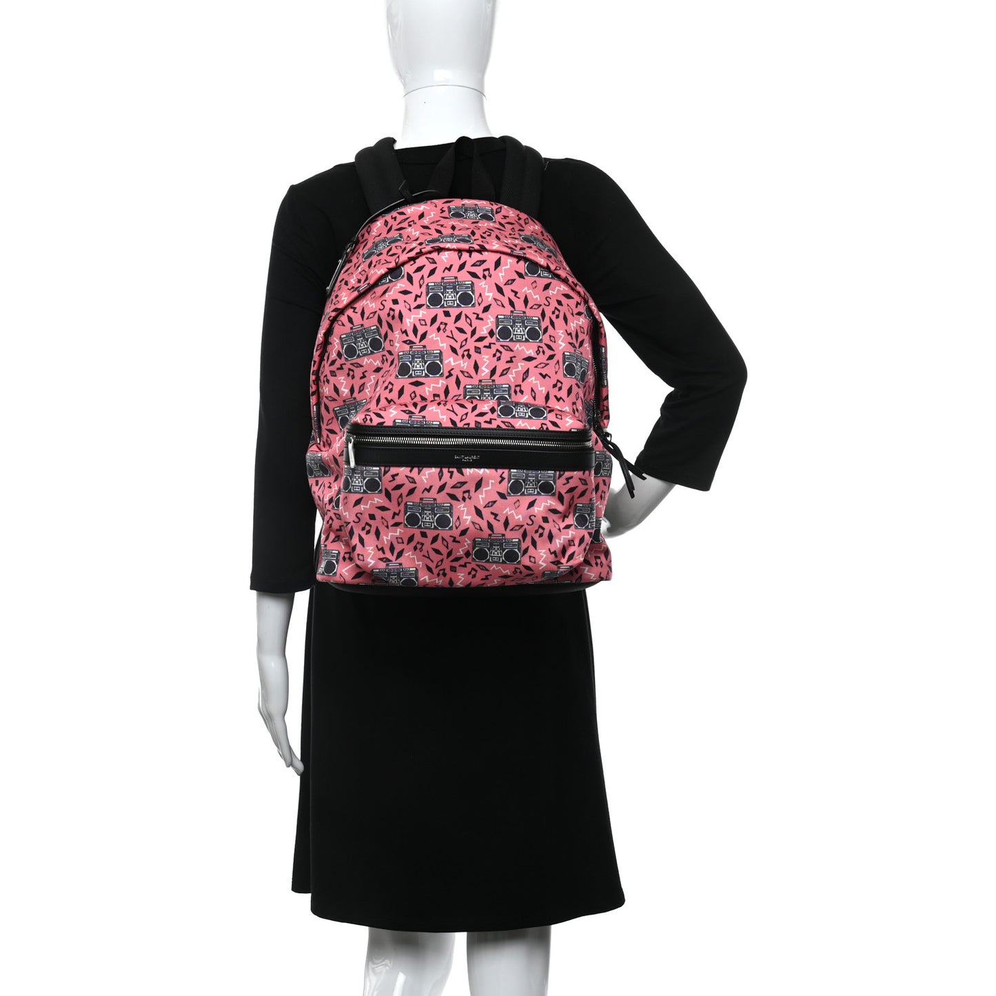 Canvas Radio Print City Backpack Pink