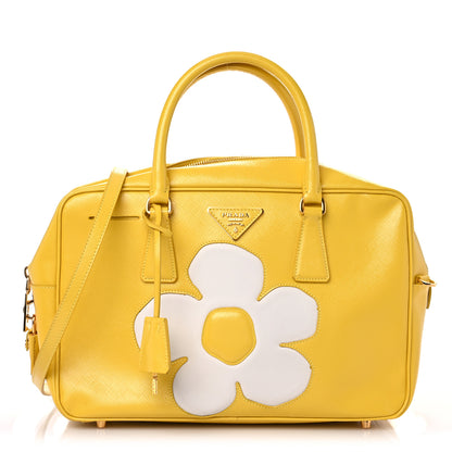 Prada Saffiano Vernice Floral Bauletto Bag Girasole 1 of 9