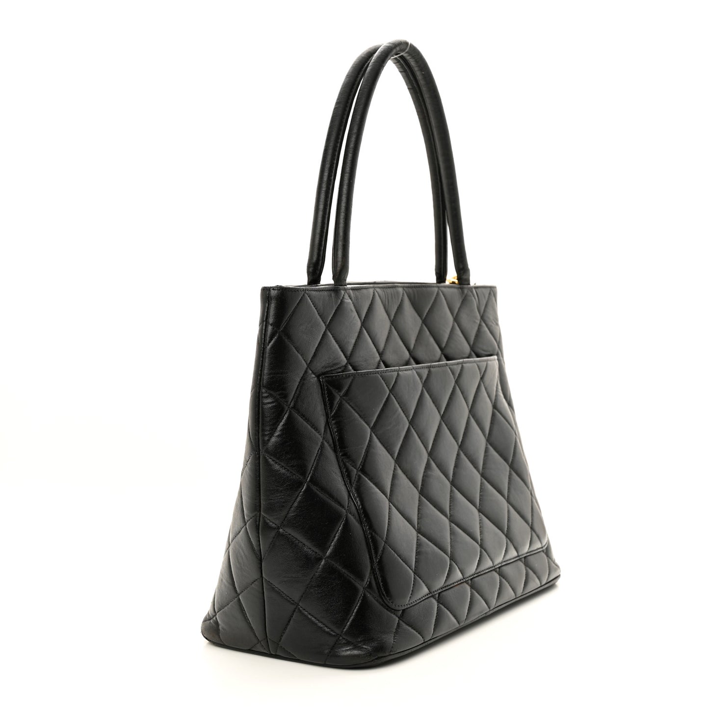 Lambskin Quilted Medallion Tote Black
