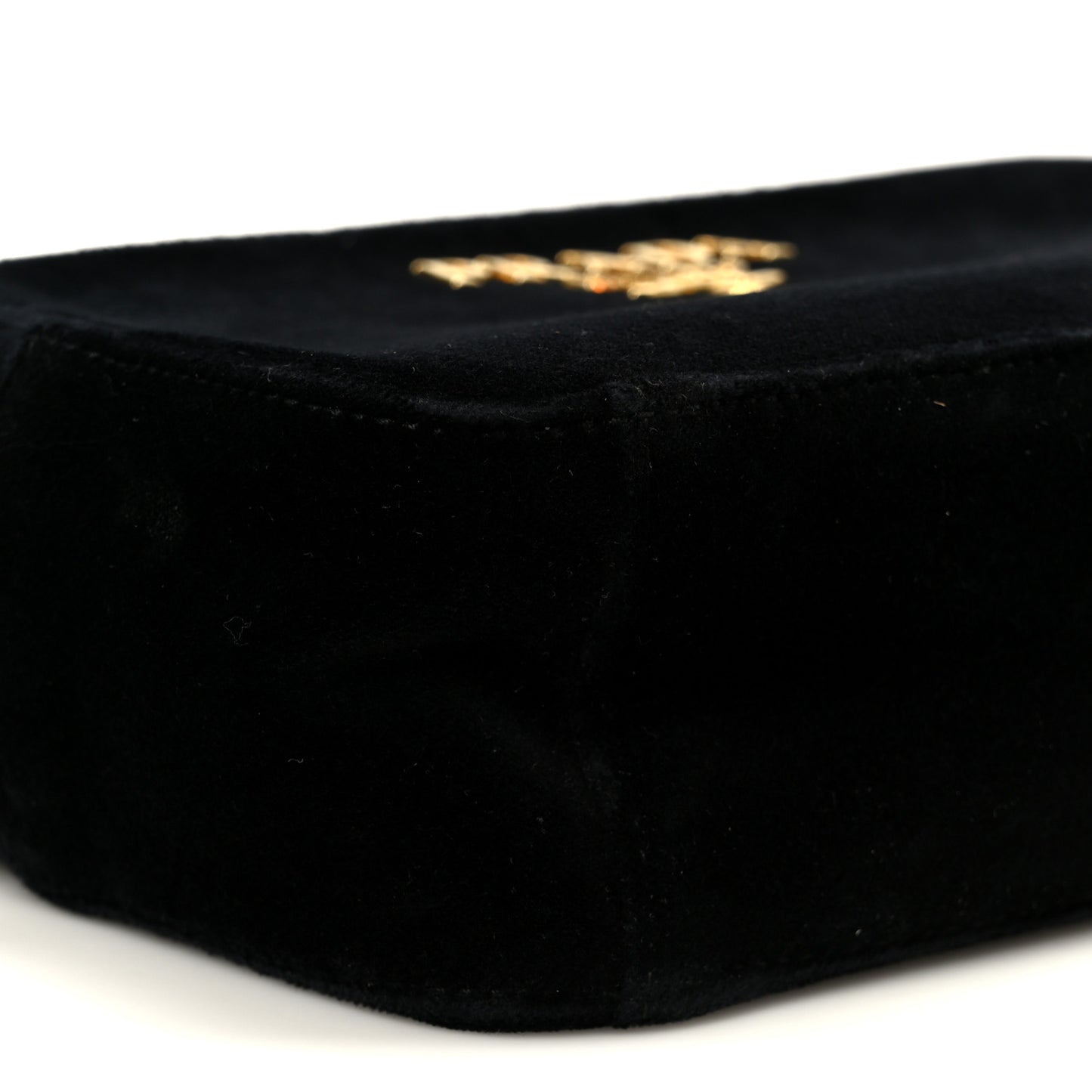 Velluto Zip Top Chain Shoulder Bag Black