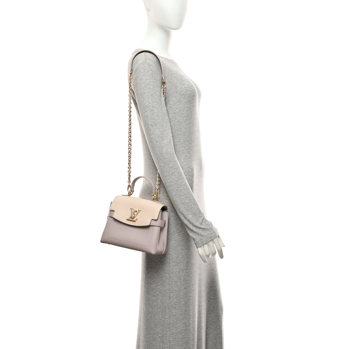 Louis Vuitton Soft Calfskin Mini Lockme Ever Quartz Greige 2 of 9