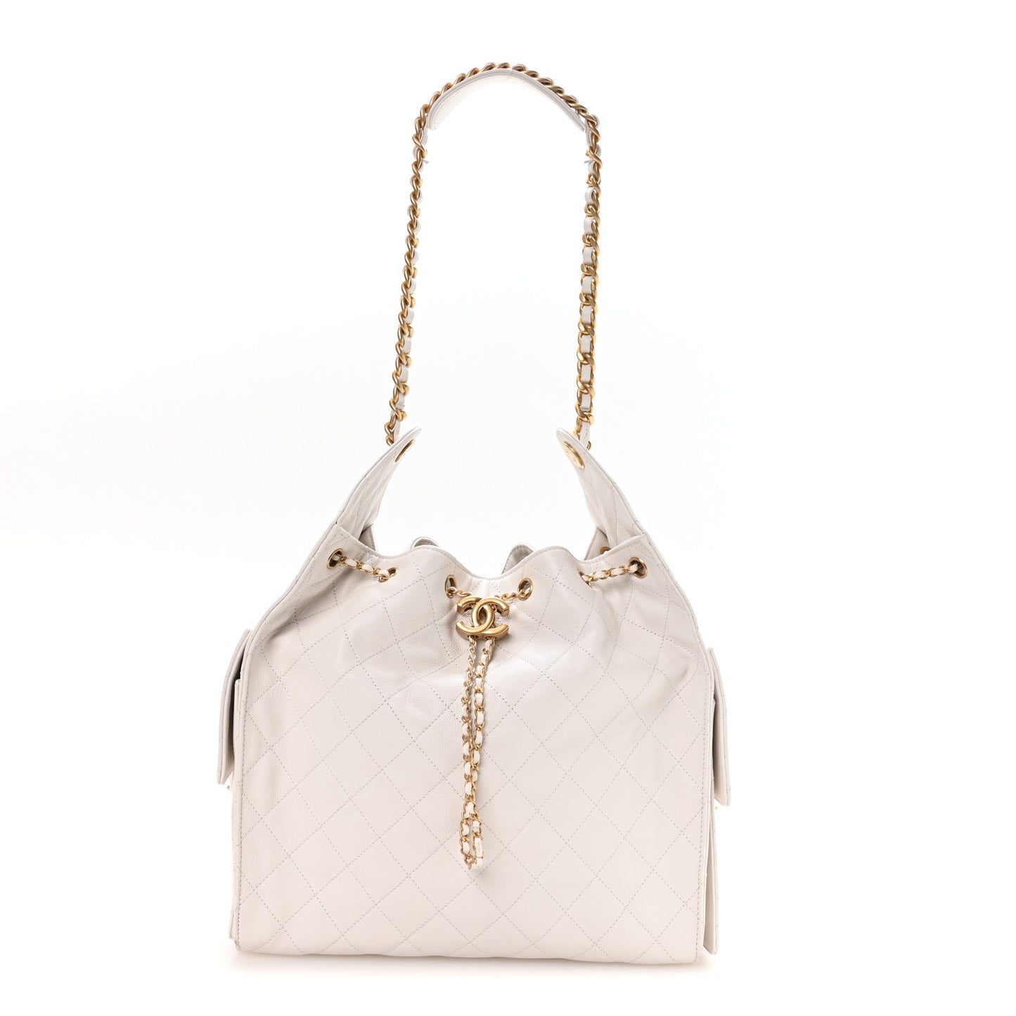 Caviar Quilted Medium Chanel 25 Handbag White