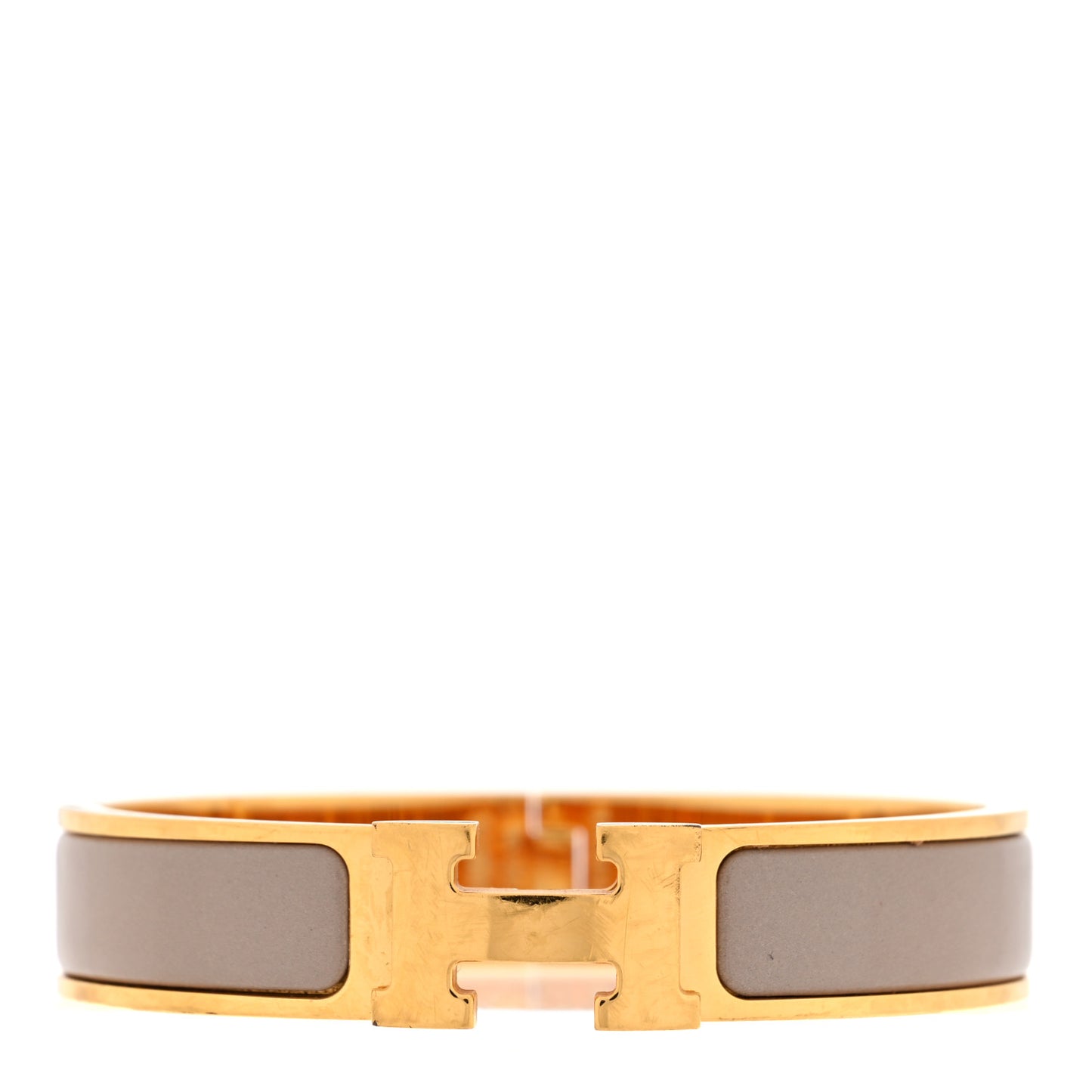 Enamel Narrow Clic Clac H Bracelet PM Marron Glace
