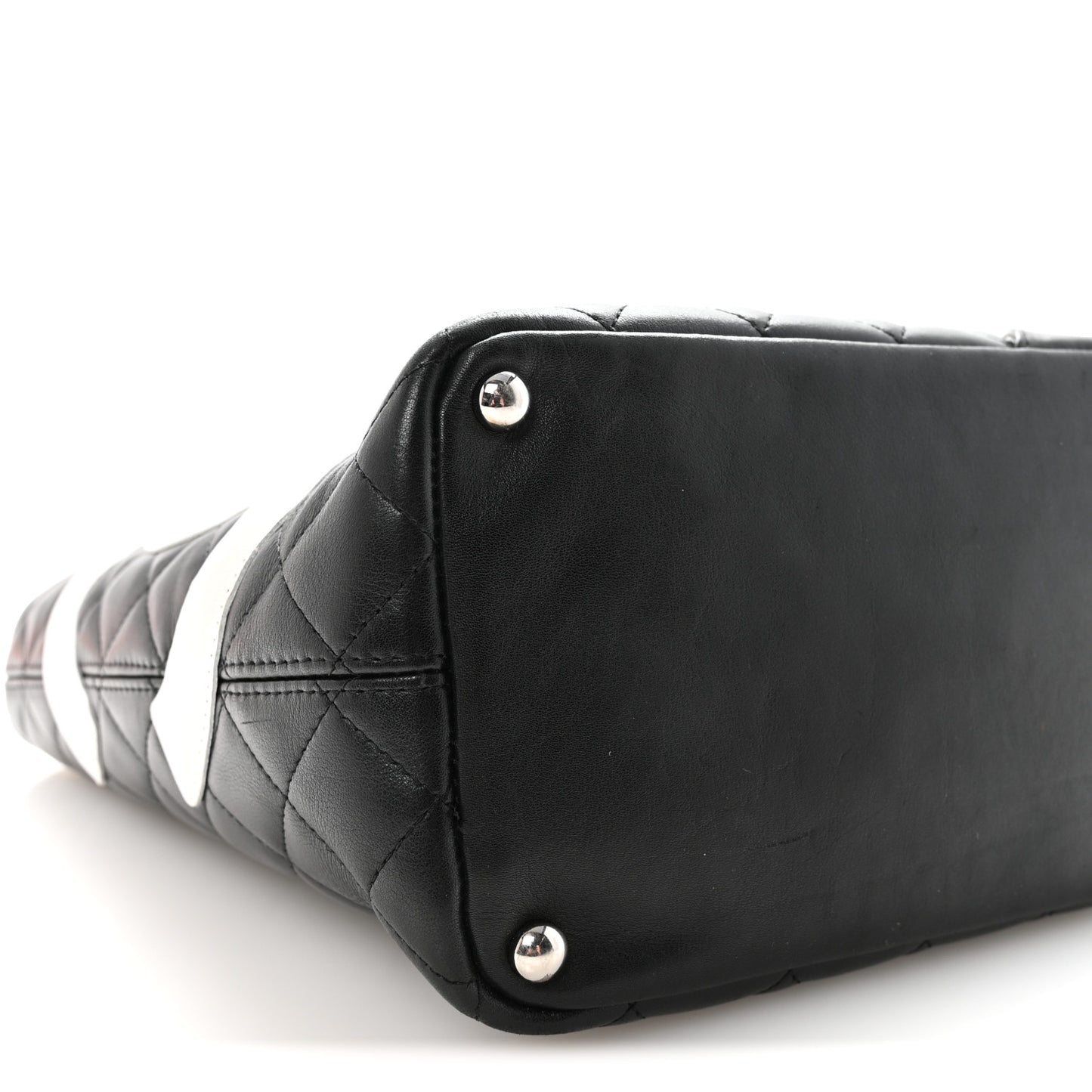 Calfskin Quilted Medium Cambon Tote Black White