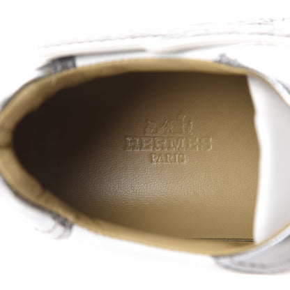 Hermes Calfskin Epsom Womens Velvet Sneakers 37.5 White Silver 7 of 11