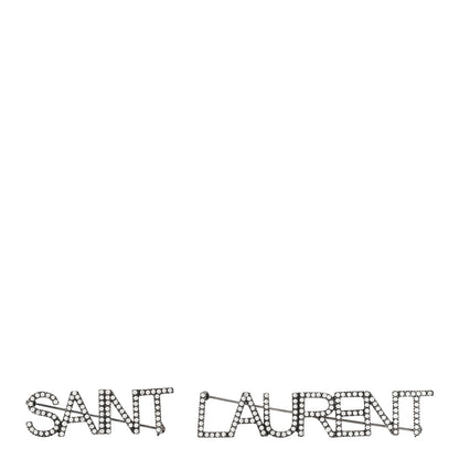 Saint Laurent Brass Crystal Logo Brooch Set Silver 1 of 6