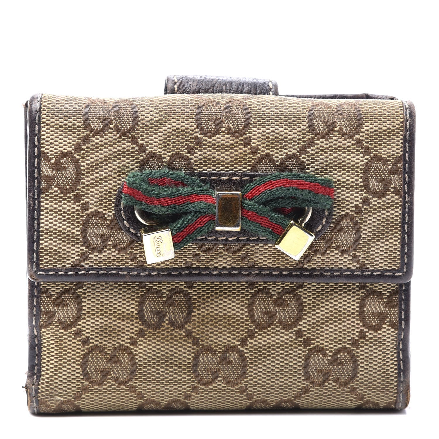 Gucci Monogram Princy Compact French Flap Wallet Brown 1 of 10
