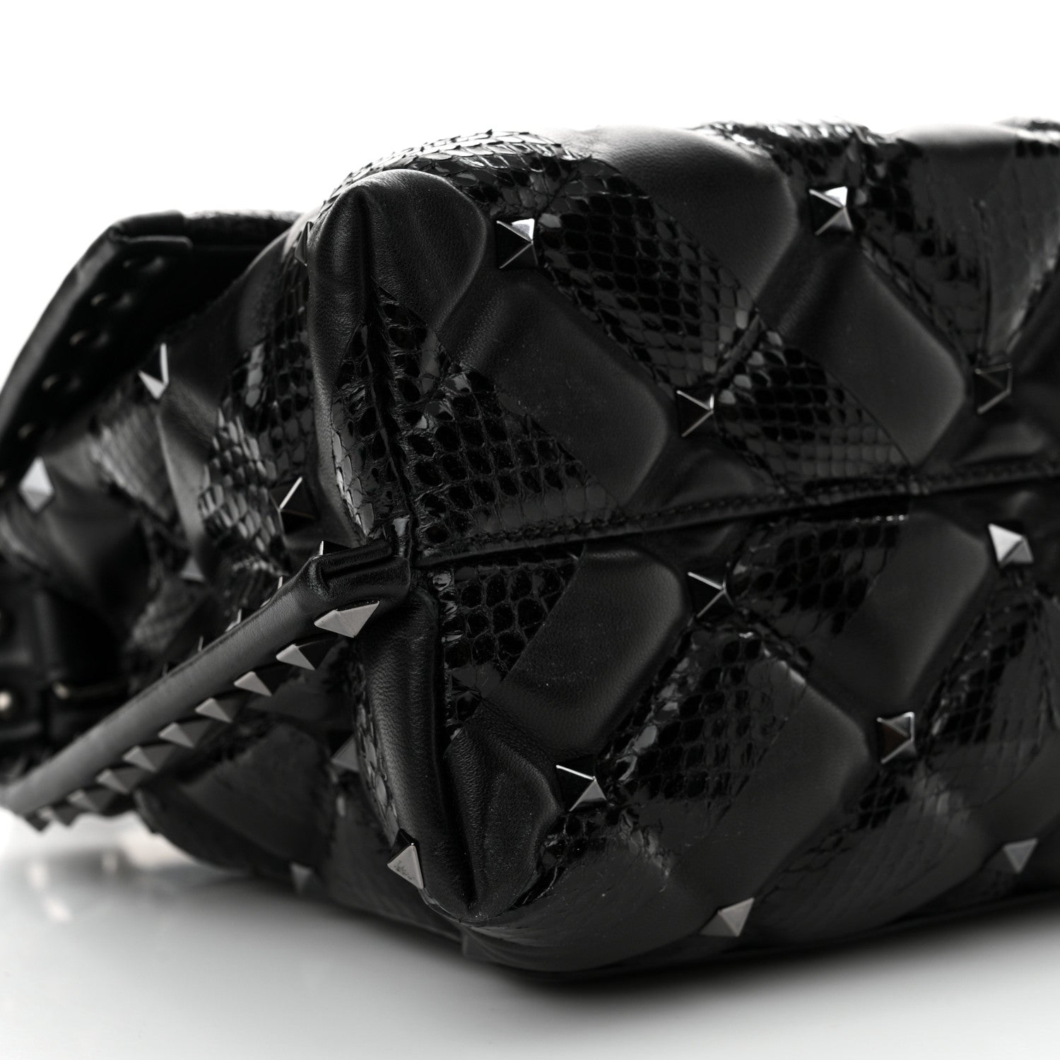 Valentino Garavani Nappa Snakeskin Monochrome Medium Candystud Top Handle Bag Black 8 of 9