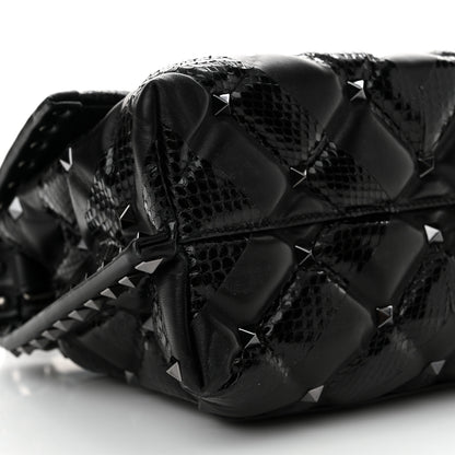 Valentino Garavani Nappa Snakeskin Monochrome Medium Candystud Top Handle Bag Black 8 of 9