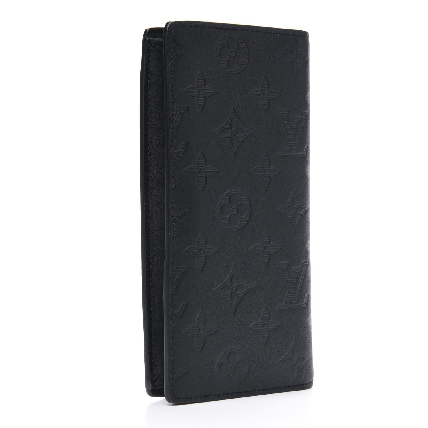 Louis Vuitton Calfskin Monogram Shadow Brazza Wallet Black 2 of 5