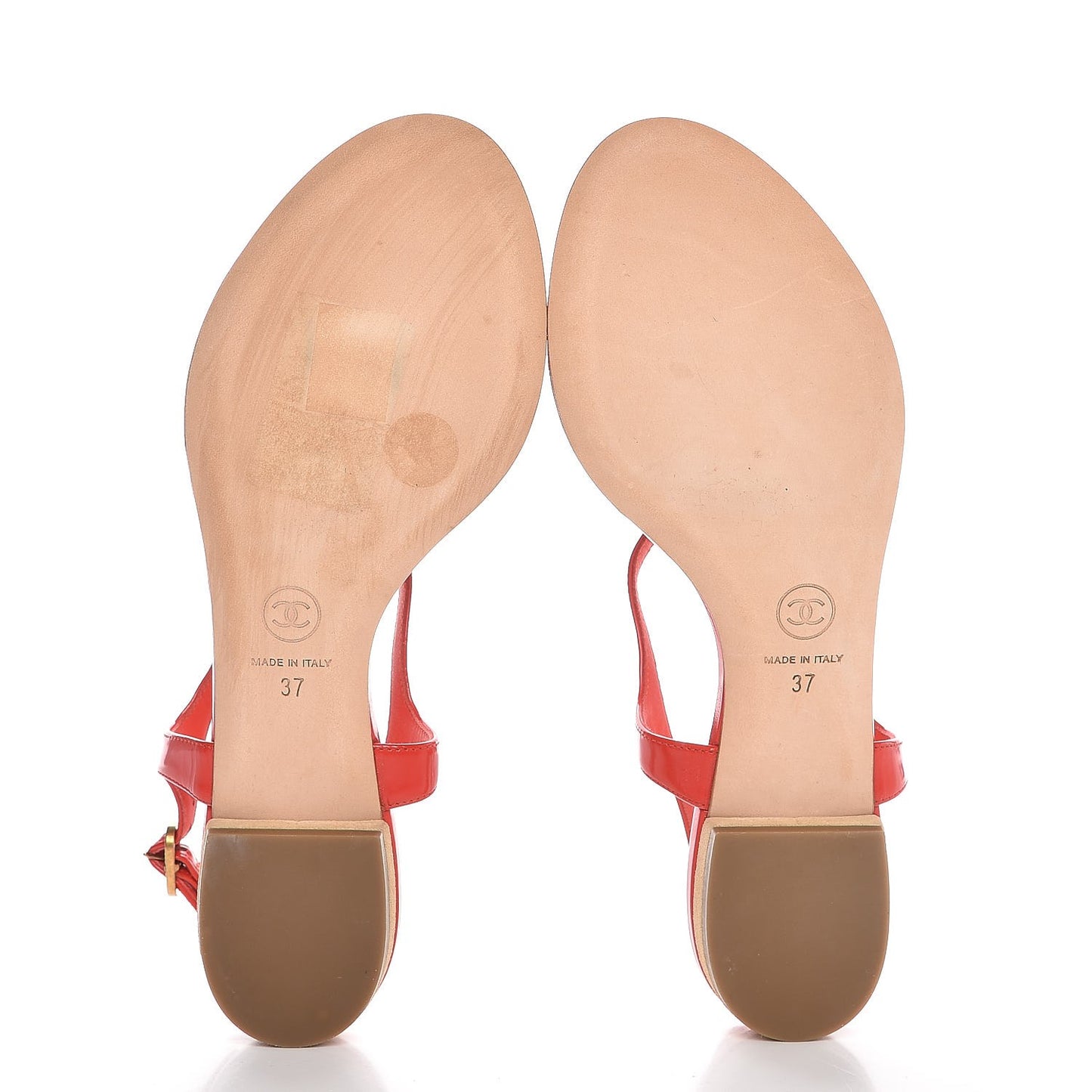 Lambskin Coin Thong Sandals 37 Red