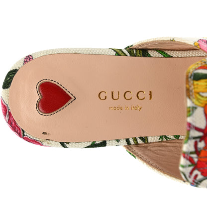 Gucci Canvas Flora Womens Princetown Slippers 37 White Multicolor 7 of 11
