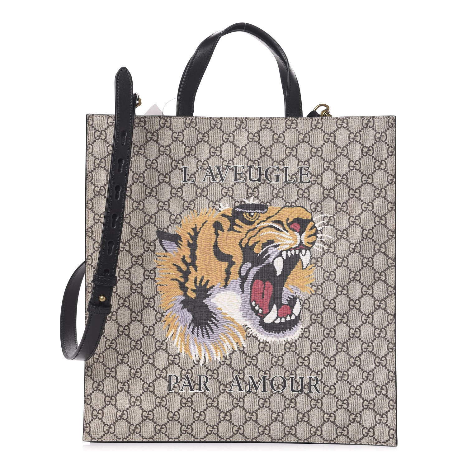 Gucci GG Supreme Monogram L'Aveugle Par Amour Print Vertical Tote Black 1 of 9