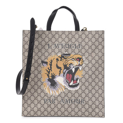 Gucci GG Supreme Monogram L'Aveugle Par Amour Print Vertical Tote Black 1 of 9