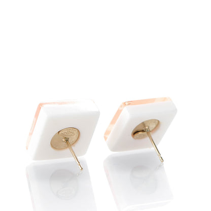 Chanel Resin Crystal Geometric Square CC Earrings Pink 4 of 6