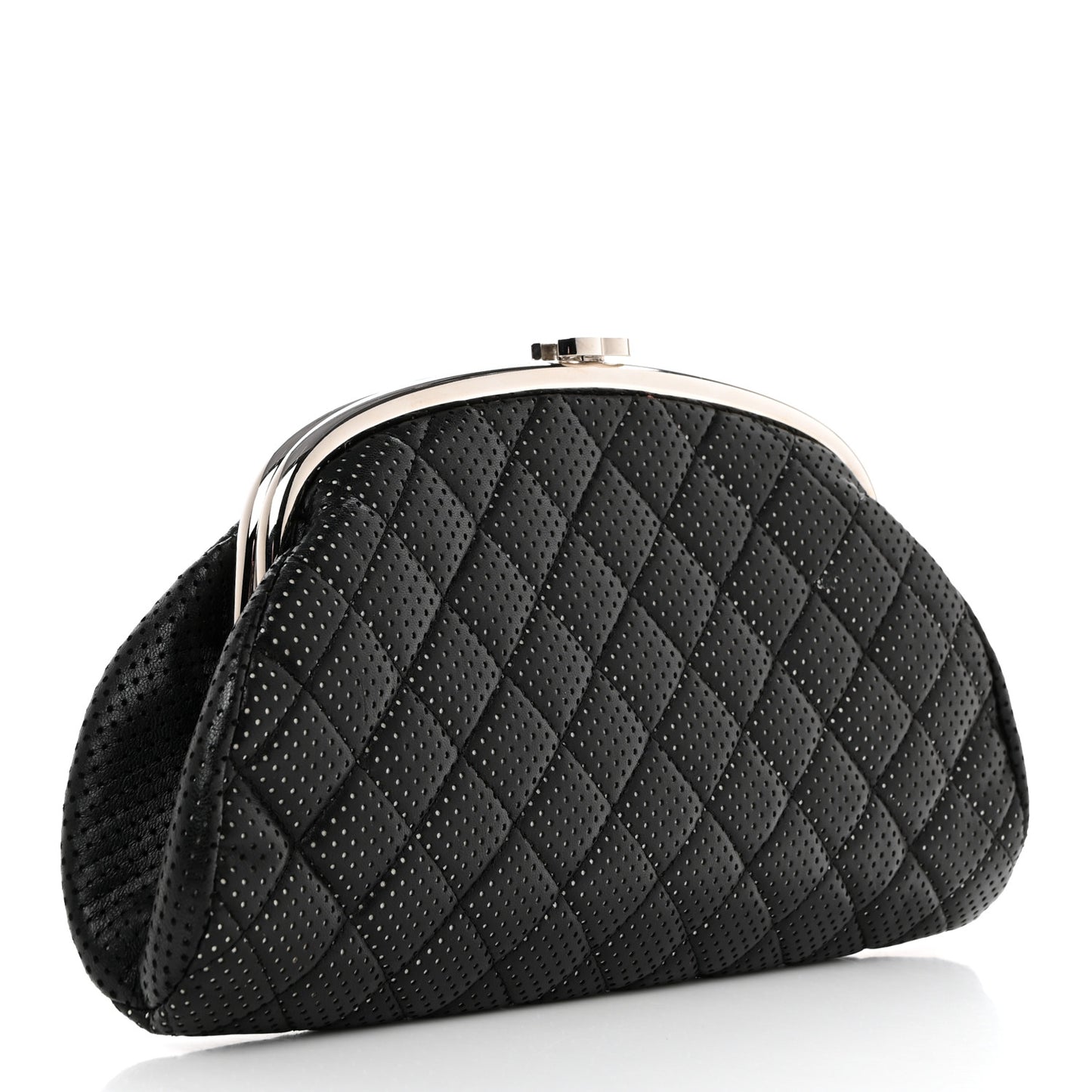 Lambskin Perforated Timeless Clutch Black