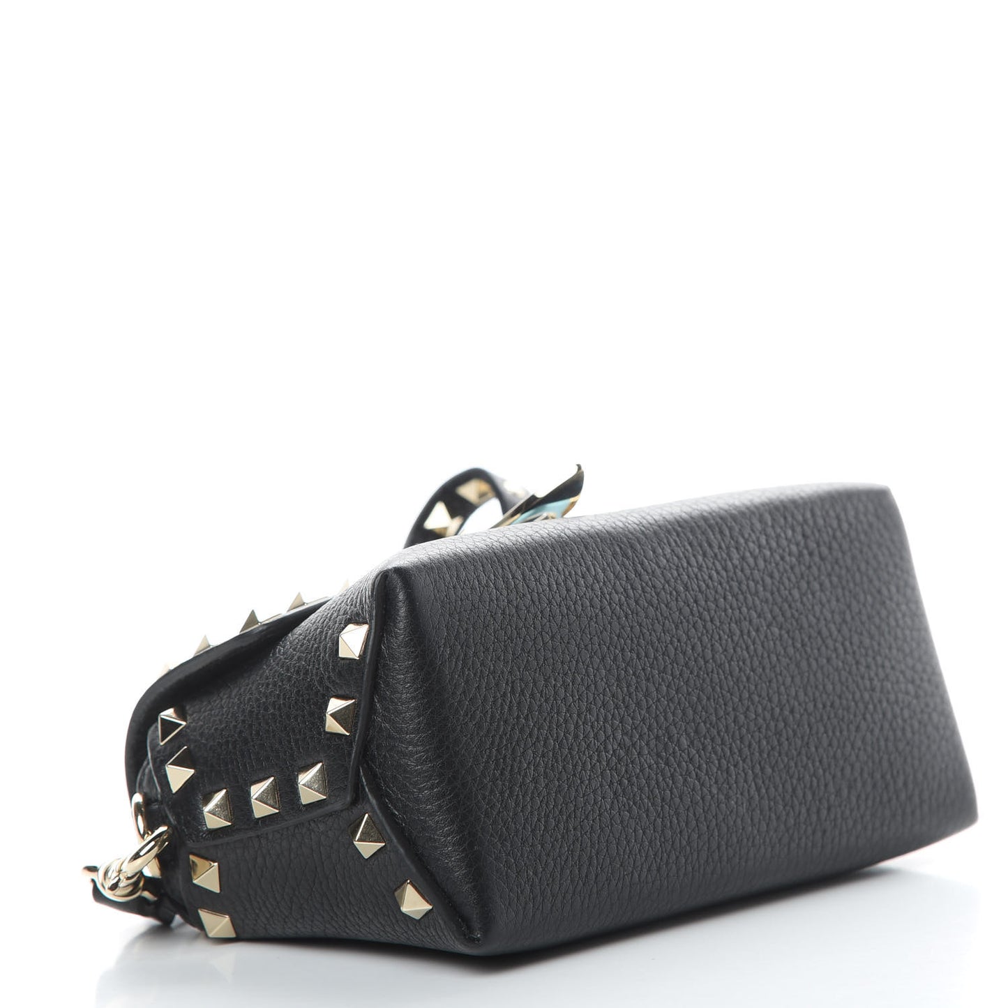 Pebbled Calfskin Mini Rockstud Crossbody Bag Black