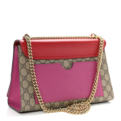 Gucci GG Supreme Monogram Calfskin Medium Padlock Shoulder Bag Beige Hibiscus Red New Rosette 3 of 12