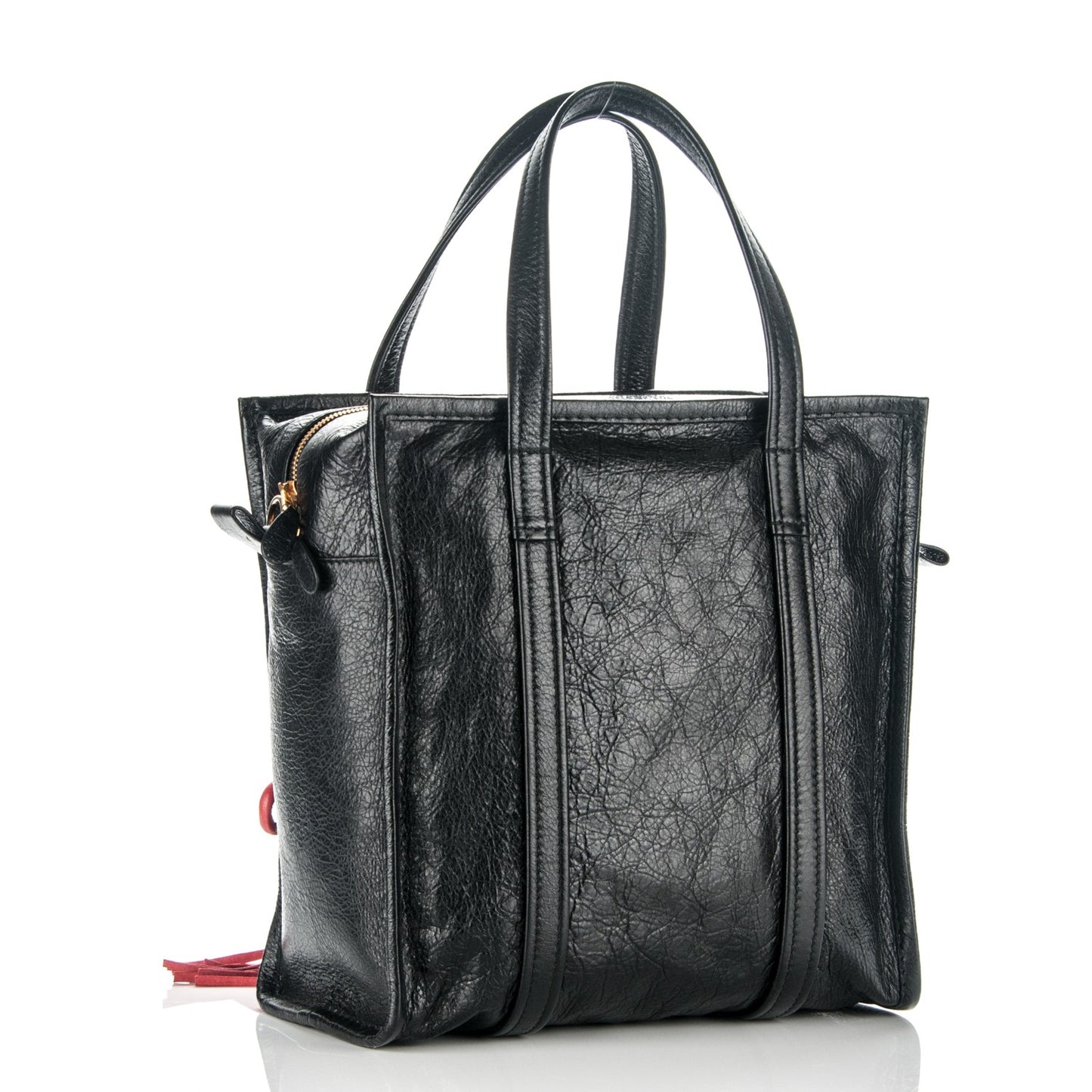 Agneau Small Bazar Shopper Tote Black Rouge Groseille