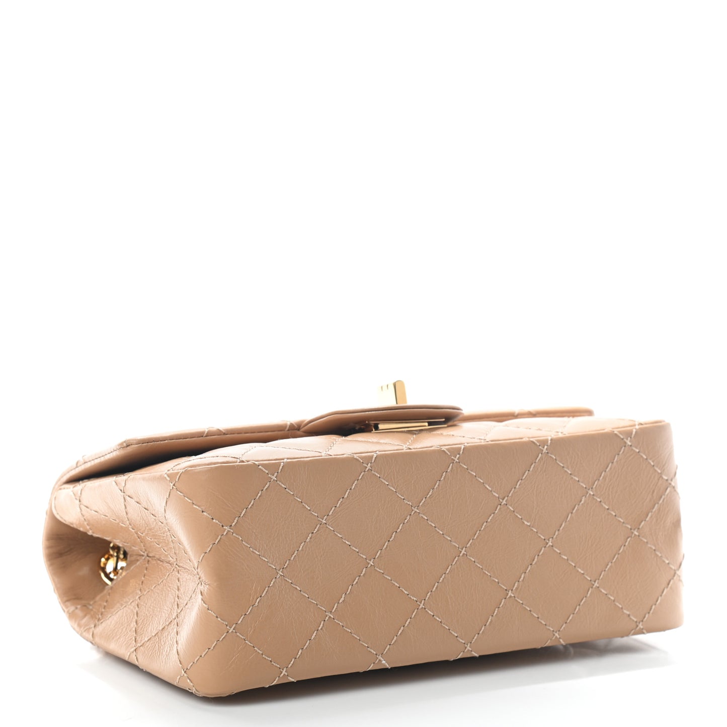 Aged Calfskin Quilted 2.55 Reissue Mini Flap Beige