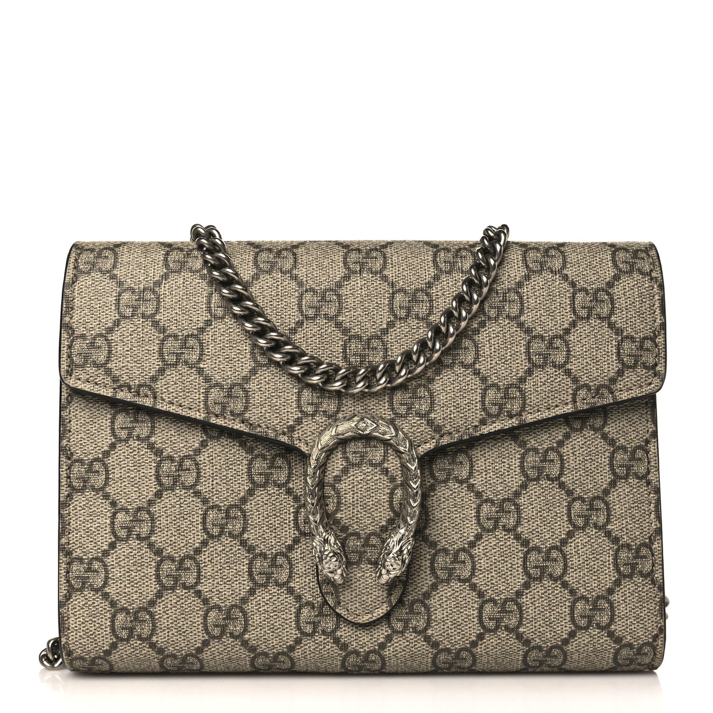 GG Supreme Monogram Mini Dionysus Chain Wallet Beige Black