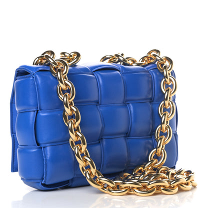 Bottega Veneta Lambskin Maxi Intreccio Padded Chain Cassette Crossbody Bag Cobalt 2 of 5