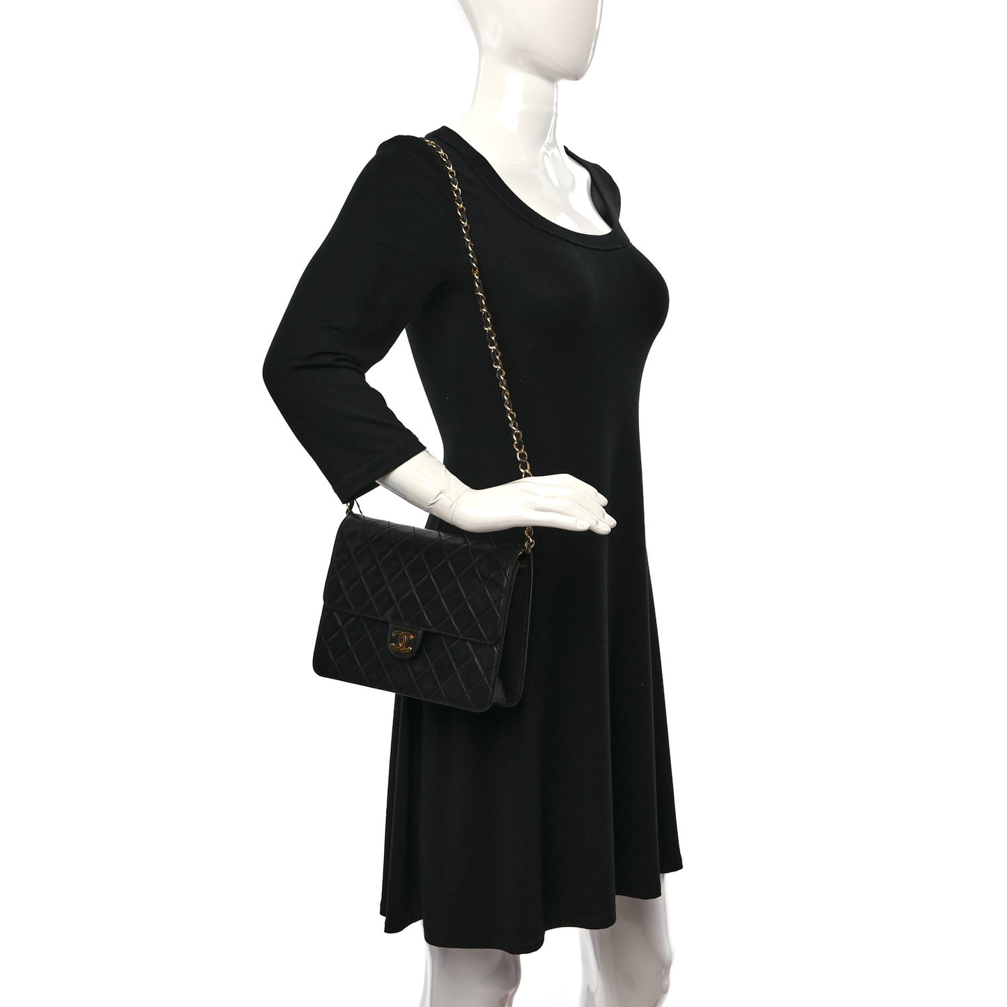 Lambskin Quilted Small Single Flap Black