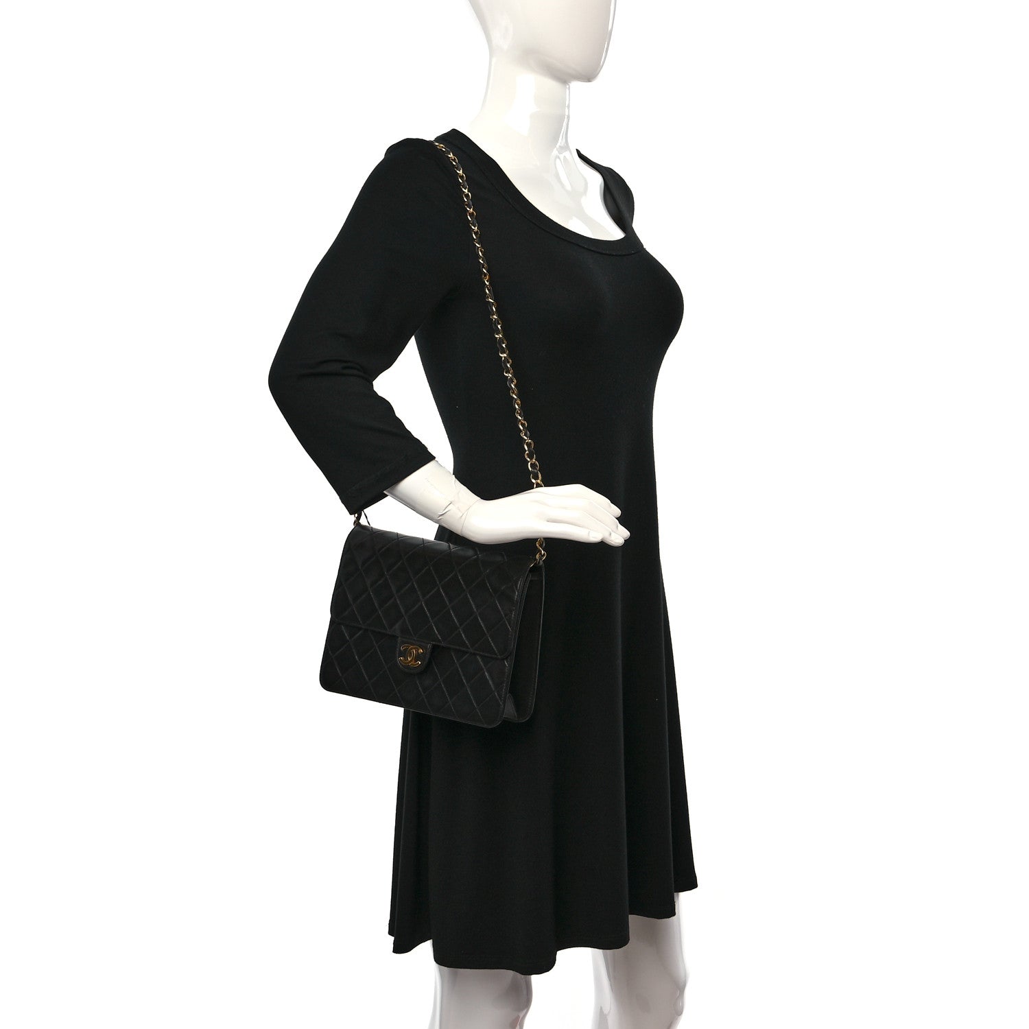 Chanel Lambskin Quilted Small Single Flap Black 2 of 9