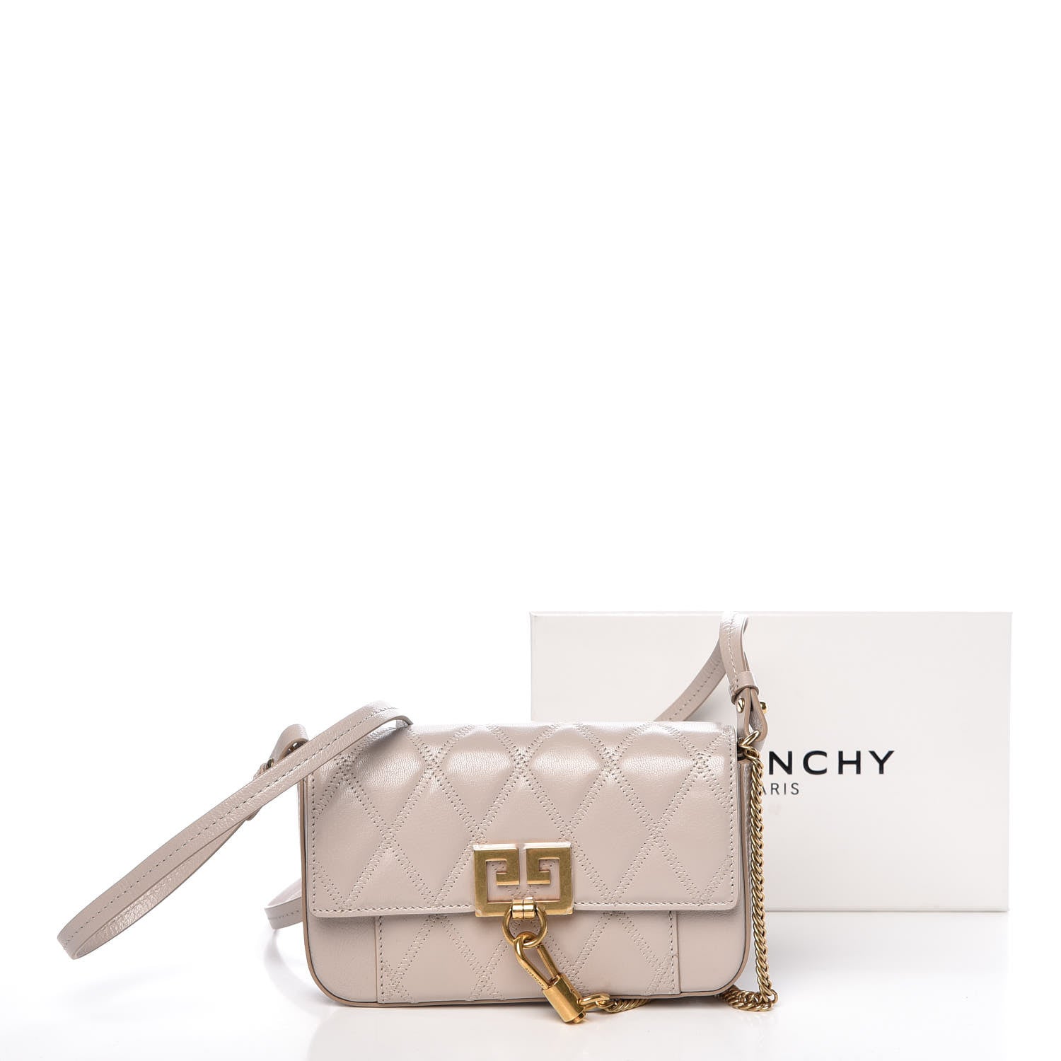 Givenchy Goatskin Quilted GV3 Mini Pocket Convertible Bag Natural 10 of 10