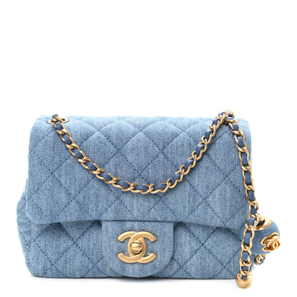 Chanel Denim Quilted Mini Pearl Crush Flap Blue 1 of 9