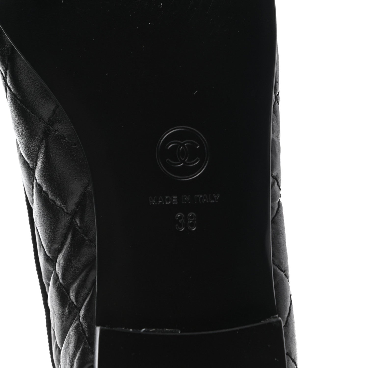 Chanel Aged Calfskin Quilted CC Cap Toe Ballerina Flats 38 Black 6 of 8