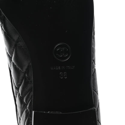Chanel Aged Calfskin Quilted CC Cap Toe Ballerina Flats 38 Black 6 of 8
