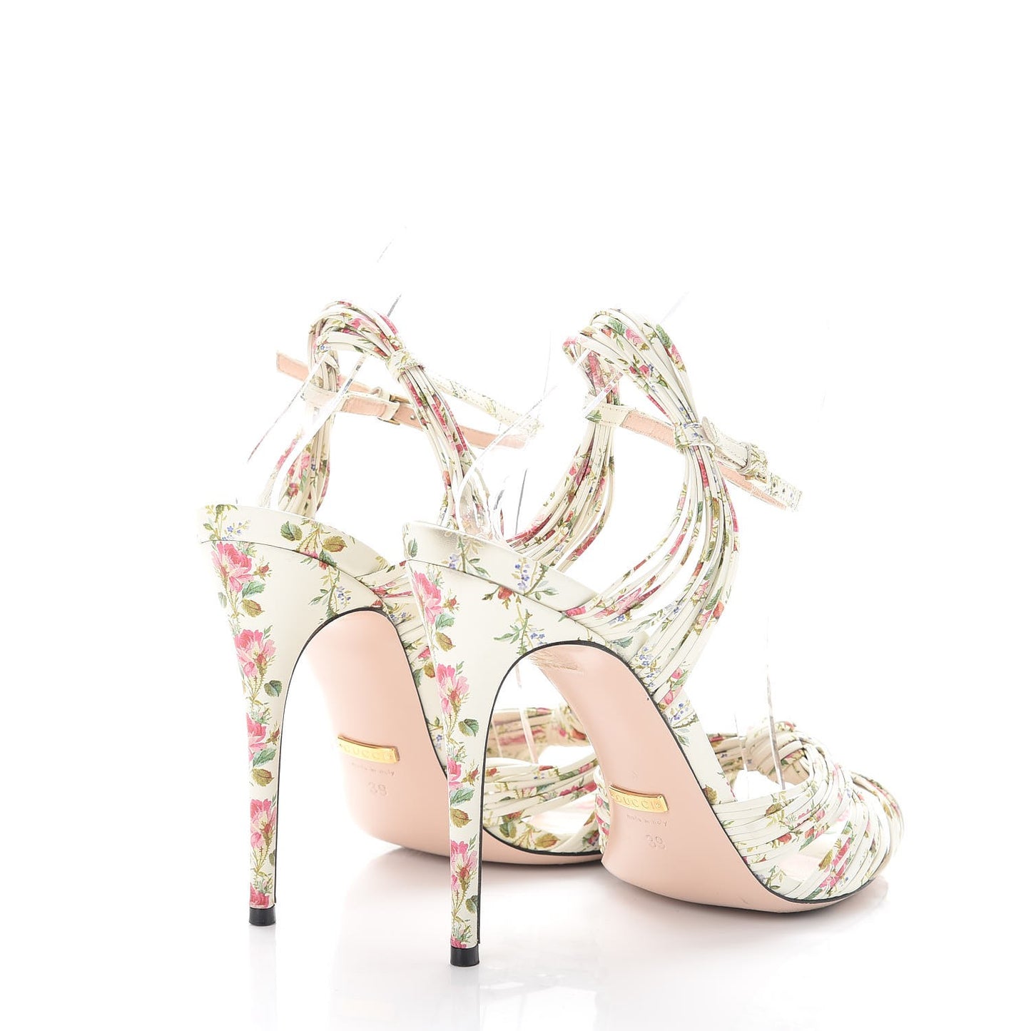 Calfskin Calico Print Allie Sandals 39 Ivory Multicolor