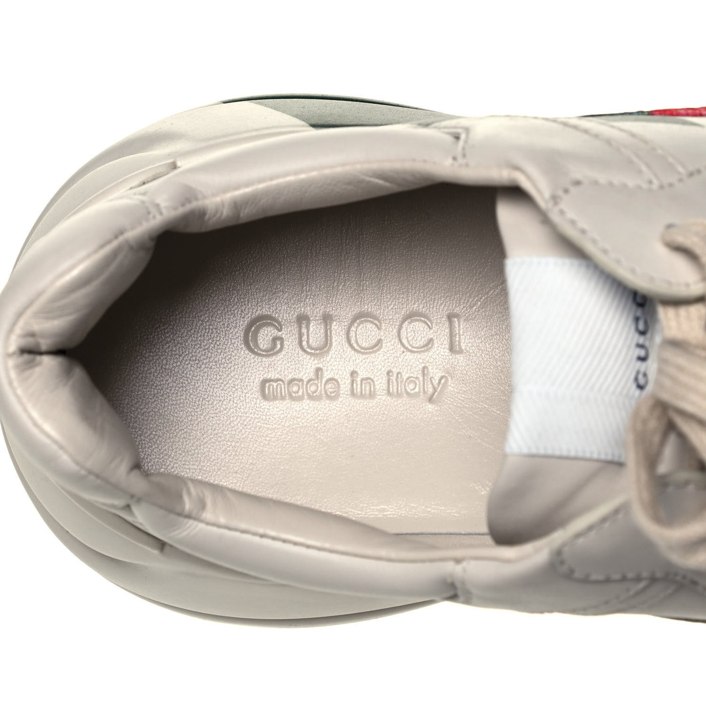Calfskin Web Printed Mens Rhyton Sneakers 9 Mystic White