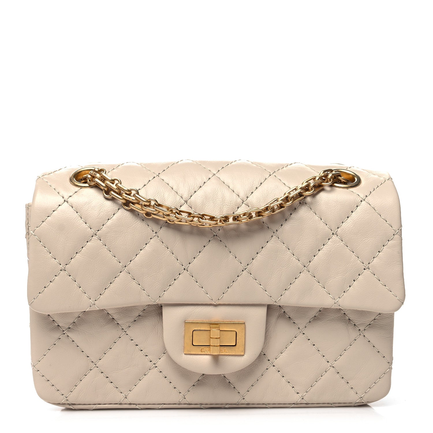 Chanel Aged Calfskin Quilted 2.55 Reissue Mini Flap Light Beige 1 of 11