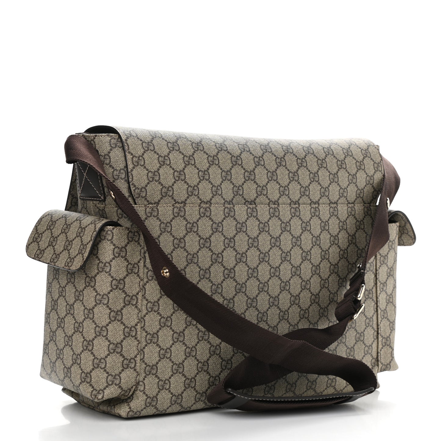 GG Plus Monogram Messenger Diaper Bag Dark Brown