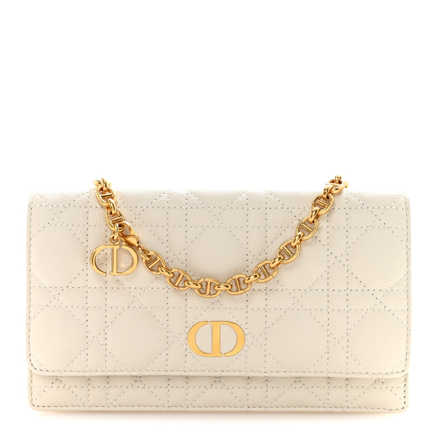 Christian Dior Supple Calfskin Caro Pouch with Chain Latte 1 of 15