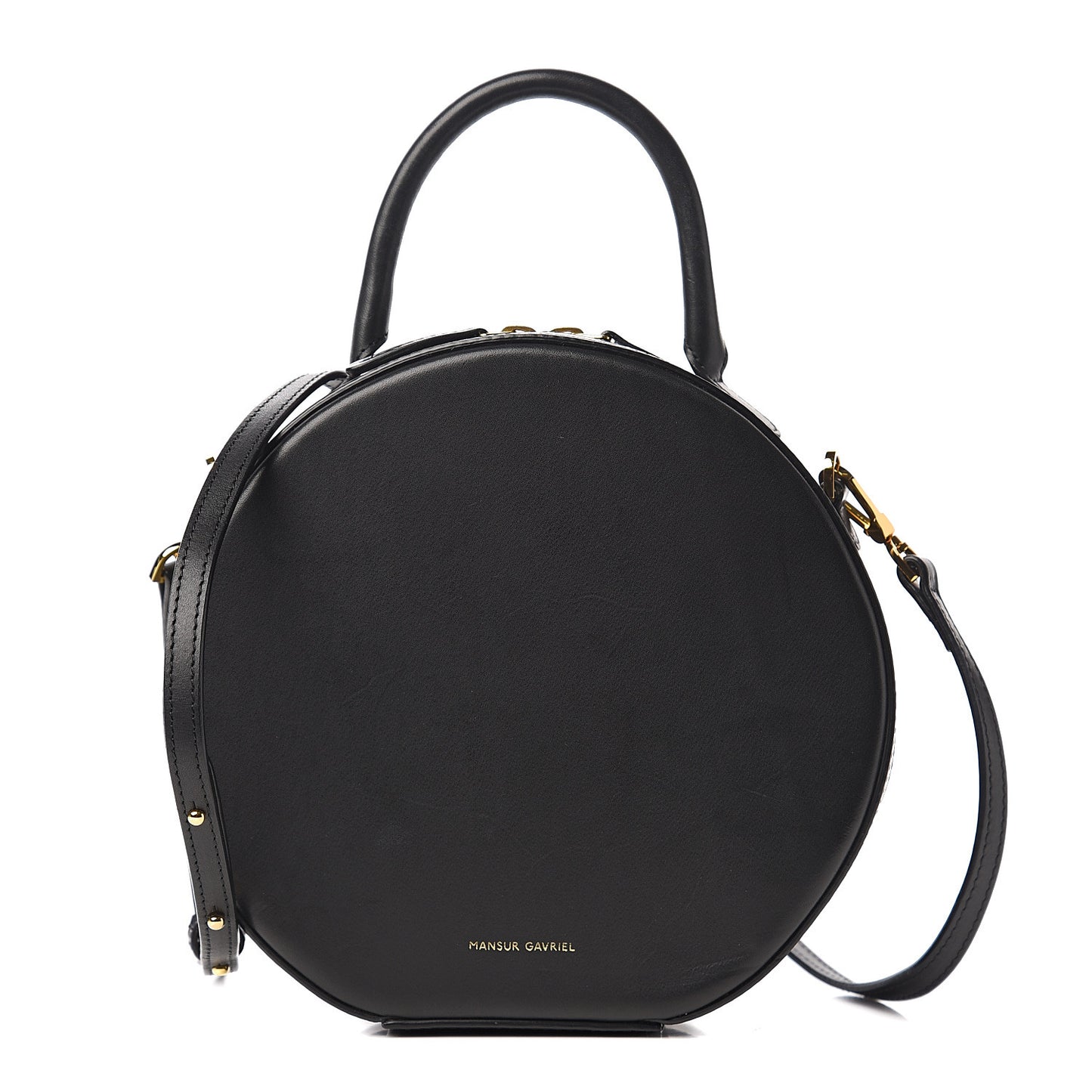 Calfskin Circle Crossbody Bag Black