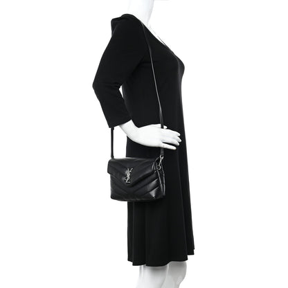 Saint Laurent Calfskin Y Quilted Monogram Toy Loulou Crossbody Bag Black 2 of 13