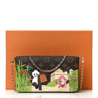 Louis Vuitton Monogram 2021 Christmas Animation China Wall Pochette Felicie Chain Wallet Myosotis Blue 15 of 15